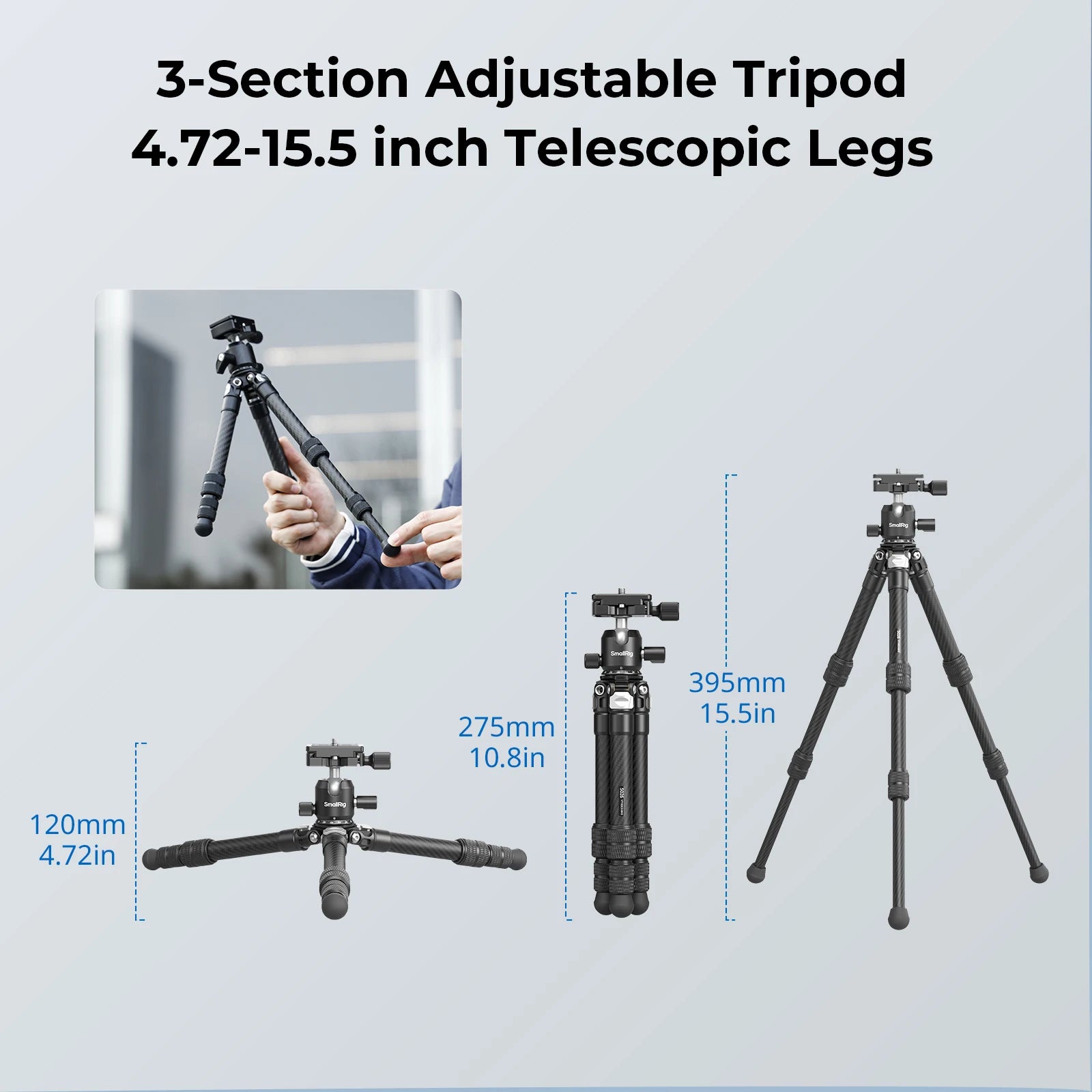 SmallRig Carbon Fiber Pocket Tripod Kit with Ball Head Storage Bag for DSLR, Mirrorless Camera Load Up to 5kg (VT193C0-BH3) 5026