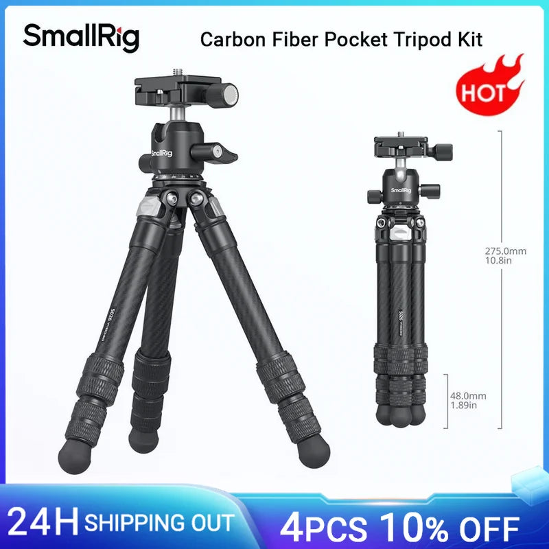 SmallRig Carbon Fiber Pocket Tripod Kit with Ball Head Storage Bag for DSLR, Mirrorless Camera Load Up to 5kg (VT193C0-BH3) 5026