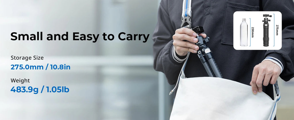 SmallRig Carbon Fiber Pocket Tripod Kit with Ball Head Storage Bag for DSLR, Mirrorless Camera Load Up to 5kg (VT193C0-BH3) 5026