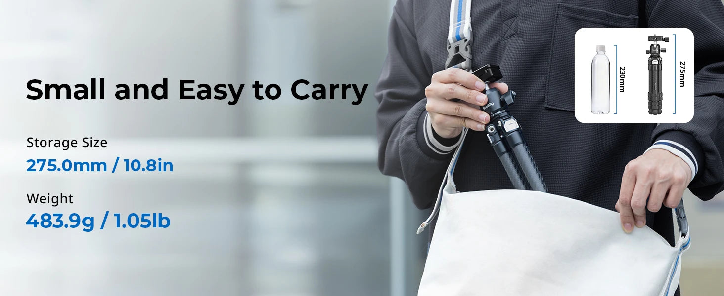 SmallRig Carbon Fiber Pocket Tripod Kit with Ball Head Storage Bag for DSLR, Mirrorless Camera Load Up to 5kg (VT193C0-BH3) 5026