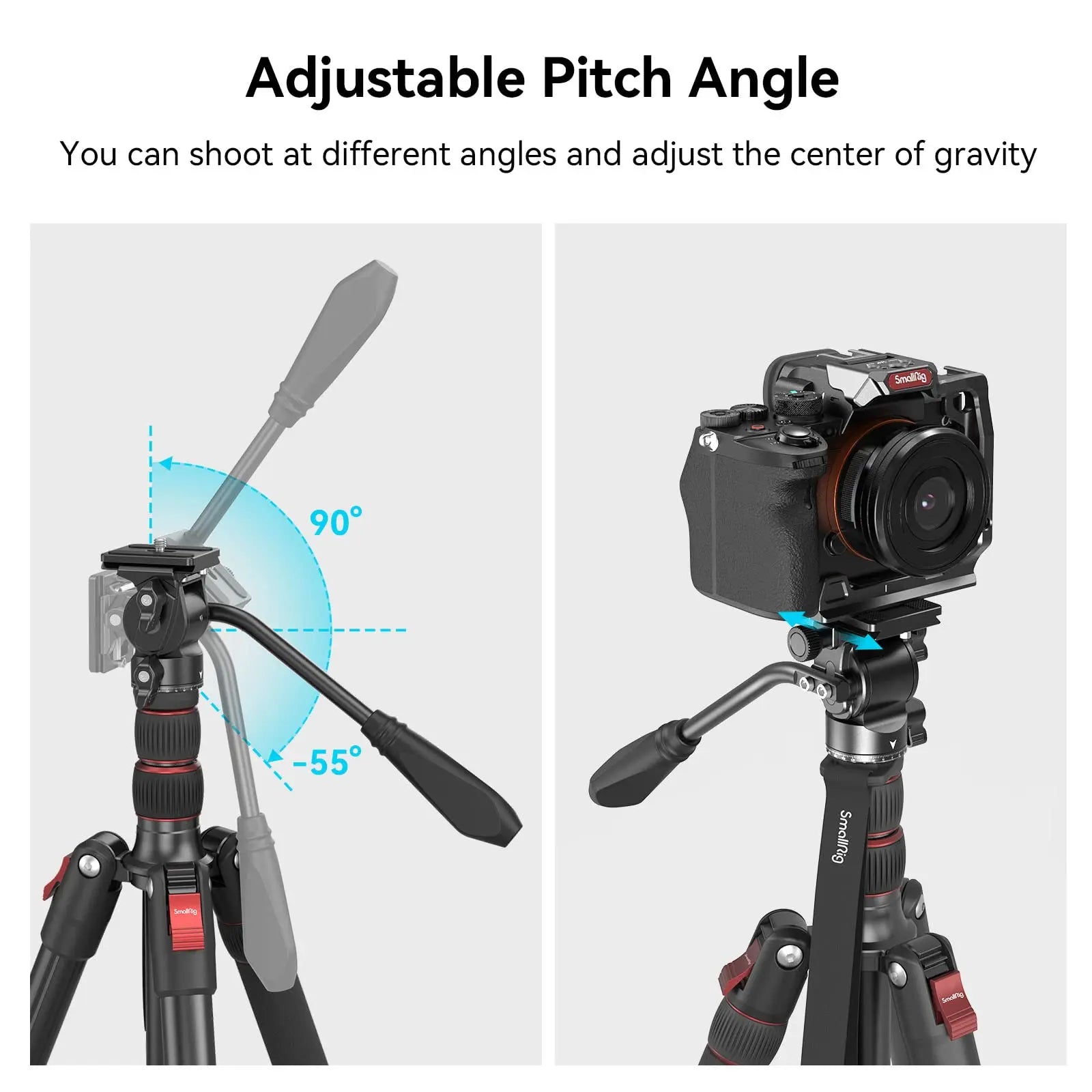 SmallRig Selection Compact Fluid Head Tilted +90°-55° and Swiveled 360° Multi-angle Shooting for Video shooting Base for Tripod