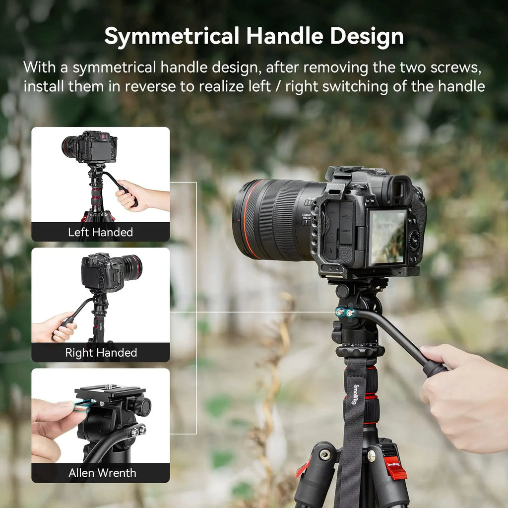 SmallRig Selection Compact Fluid Head Tilted +90°-55° and Swiveled 360° Multi-angle Shooting for Video shooting Base for Tripod