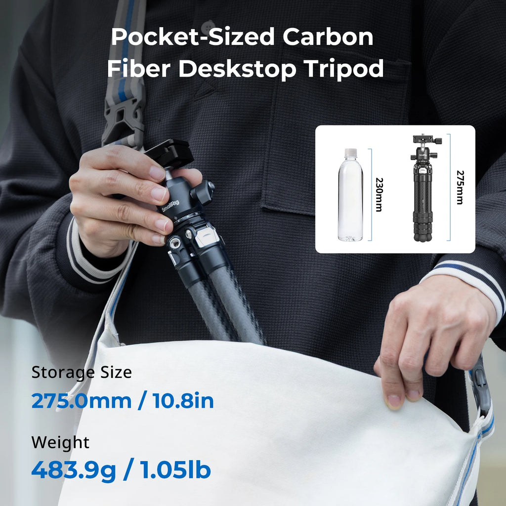 SmallRig Carbon Fiber Pocket Tripod Kit with Ball Head Storage Bag for DSLR, Mirrorless Camera Load Up to 5kg (VT193C0-BH3) 5026